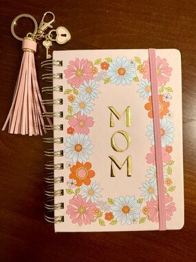 NEW. 🌸 Mother’s Day gift set of journal and keychain or purse charm in pink